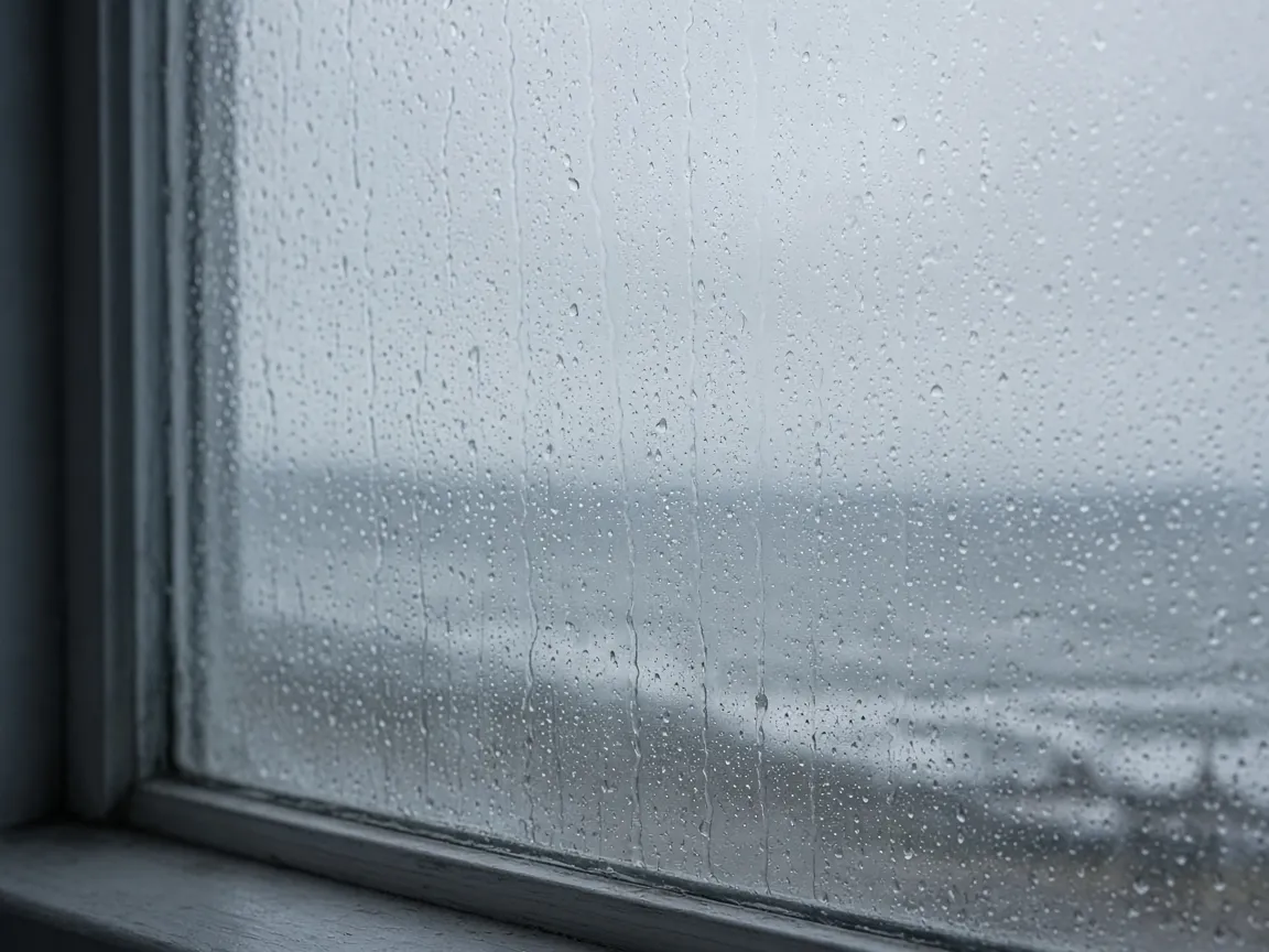 Rain and condensation on a window, Ayr, South Ayrshire atmosphere